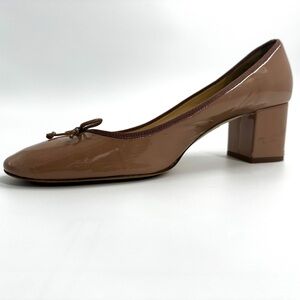 SZ 12 Preowned J Crew Evie Ballet Pump Heel Nude/Tan Patent Leather